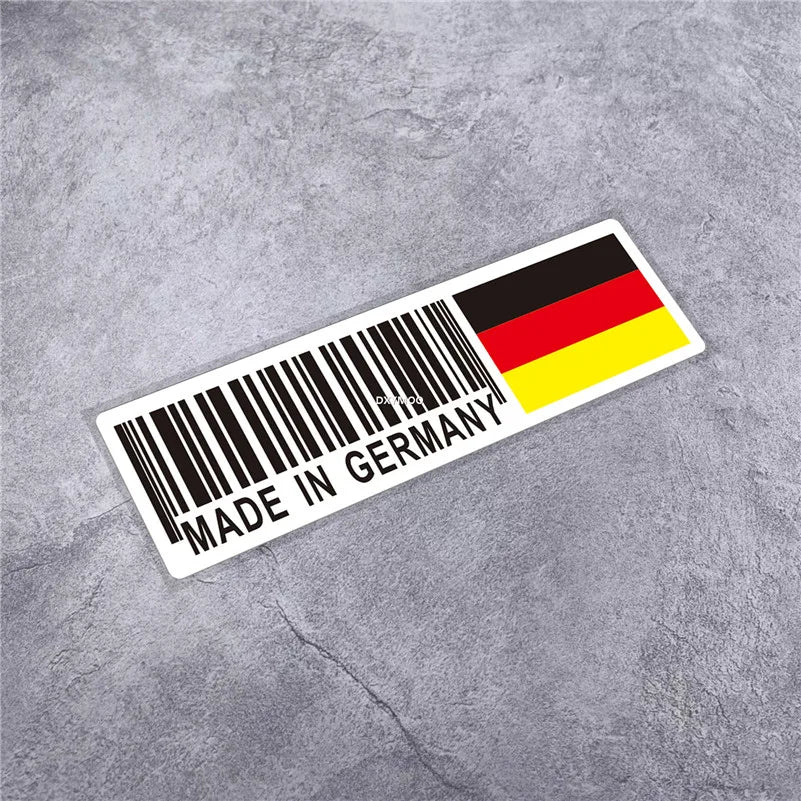 National Flag Bar Code Made in Germany Switzerland USA Italy Stickers Car Styling Vinyl Tape Motorcycle Decal Waterproof (ONLINE ORDER ONLY)