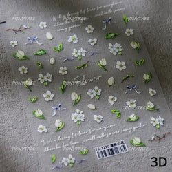 Hot Stamping Jelly All Tulips Garden Flower Bowknot Wave Lace Line Golden and Radiant Adhesive Nail Art Stickers Manicure Decals (ONLINE ORDER ONLY)