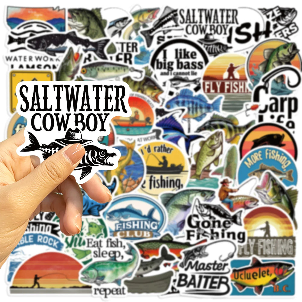 50PCS Cute Fish Animals Graffiti Stickers Skateboard Phone Laptop Waterproof Cool Cartoon DIY Sticker Decals Toy (Online Order Only)