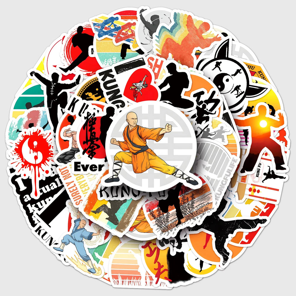50Pcs Kung Fu Cartoon Waterproof Skateboard Stickers (Online Order Only)