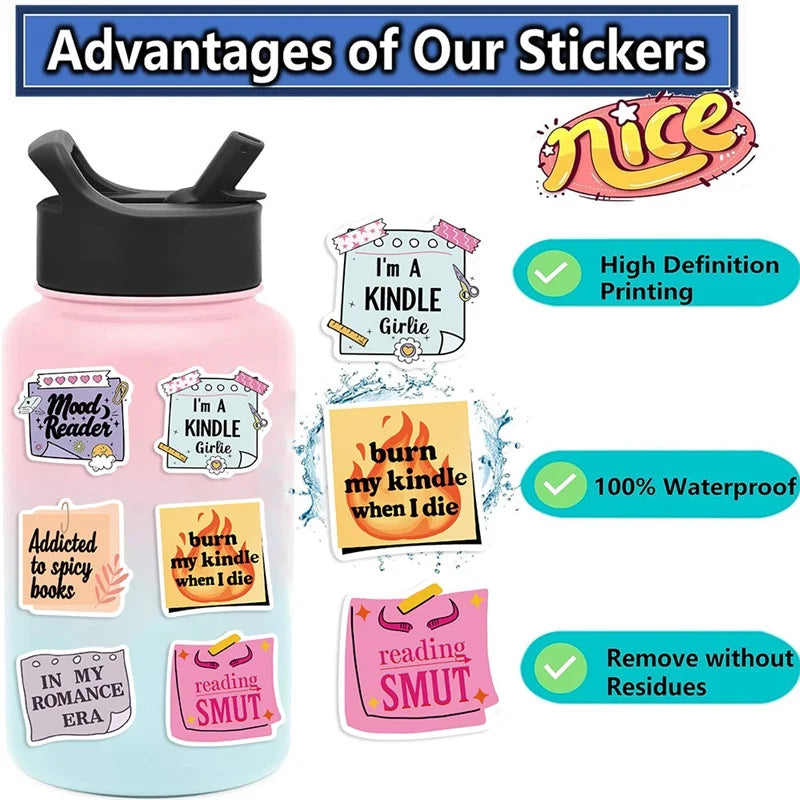 10/30/50PCS Pink Girl Book PVC Sticker Aesthetic Children's Stationery DIY Decoration Scrapbooking School Supplies for Kids (Online Order Only)