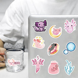 100Pcs Axolotl Graffiti Stickers Cute Animal Cartoon Decal Kids Toy Suitcase Scrapbook Diary Phone Laptop Sticker Pack (Online Order Only)