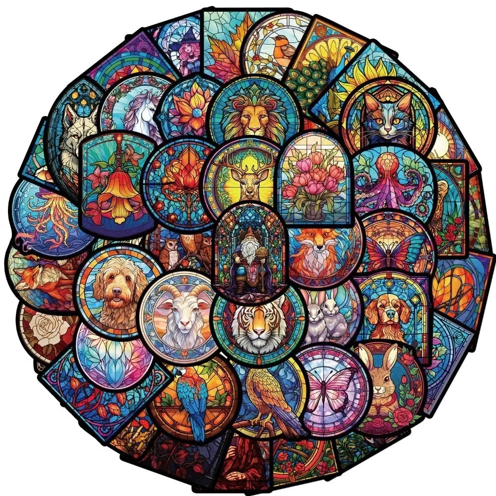 10/50Pcs Stained Glass Graffiti Stickers Car Guitar Motorcycle Laptop Refrigerator Luggage Suitcase DIY Decal Waterproof Sticker (ONLINE ORDER ONLY)