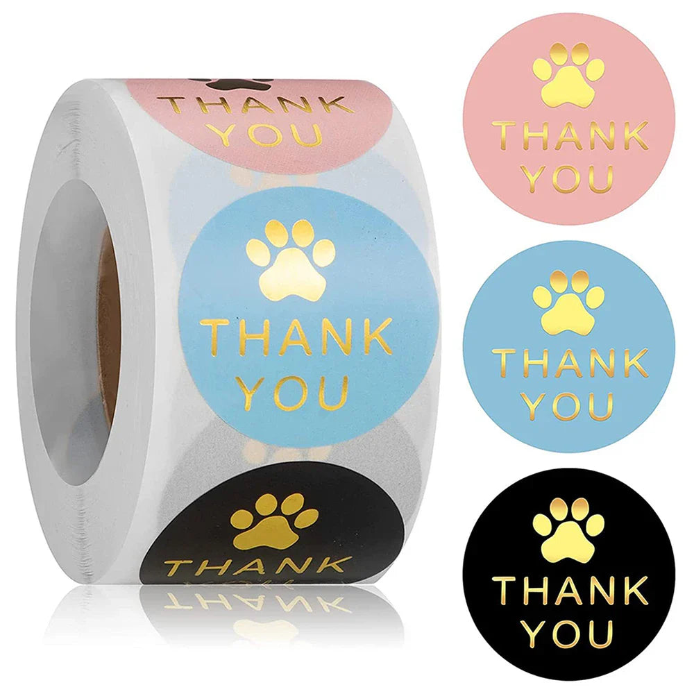 500Pcs Round Dog Paw Print Thank You Label Stickers Used for Shipping and Mailing Box Seal Labels Decorative Gifts Stickers (ONLINE ORDER ONLY)