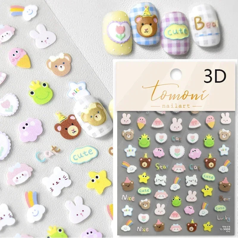 Cookies Chocolate Love Heart Flower Bowknot Rabbit Bunny Lace Bear Star Bouquet Rabbit Adhesive Nail Art Sticker Manicure Decal (ONLINE ORDER ONLY)