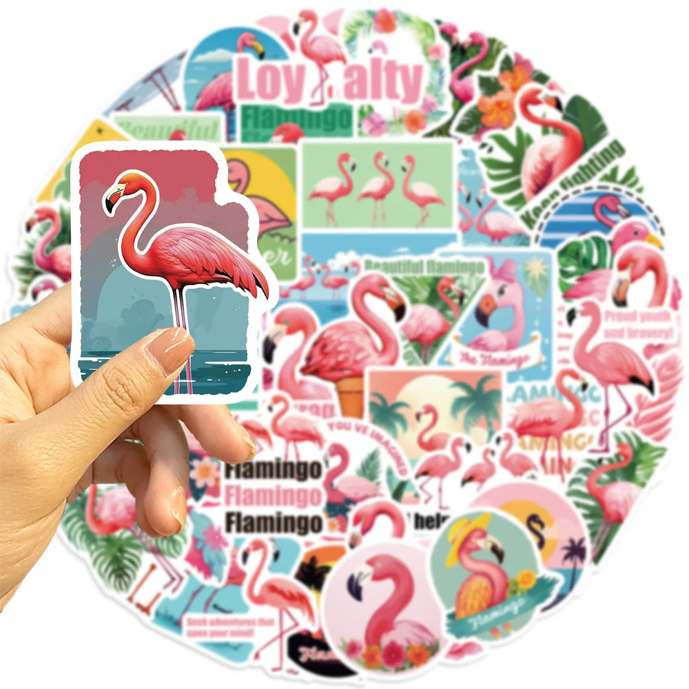 50pcs Flamingos Stickers Dream for DIY Girls Scrapbook Suitcase Water Bottle Phone Laptop Guitar Decal Cartoon Sticker Toys (Online Order Only)