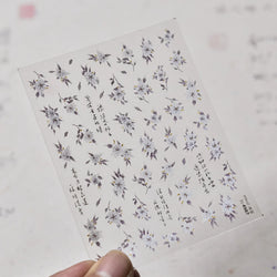 Trumpet Creeper White Flower Purple Leaves Antique Special Characters 5D Soft Relief Adhesive Nail Art Stickers Manicure Decals (ONLINE ORDER ONLY)