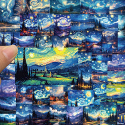 Van Gogh Starry Night Stickers: 10/30/50PCS for Phone, Laptop, Luggage, Skateboard, Kids Gift (Online Order Only)
