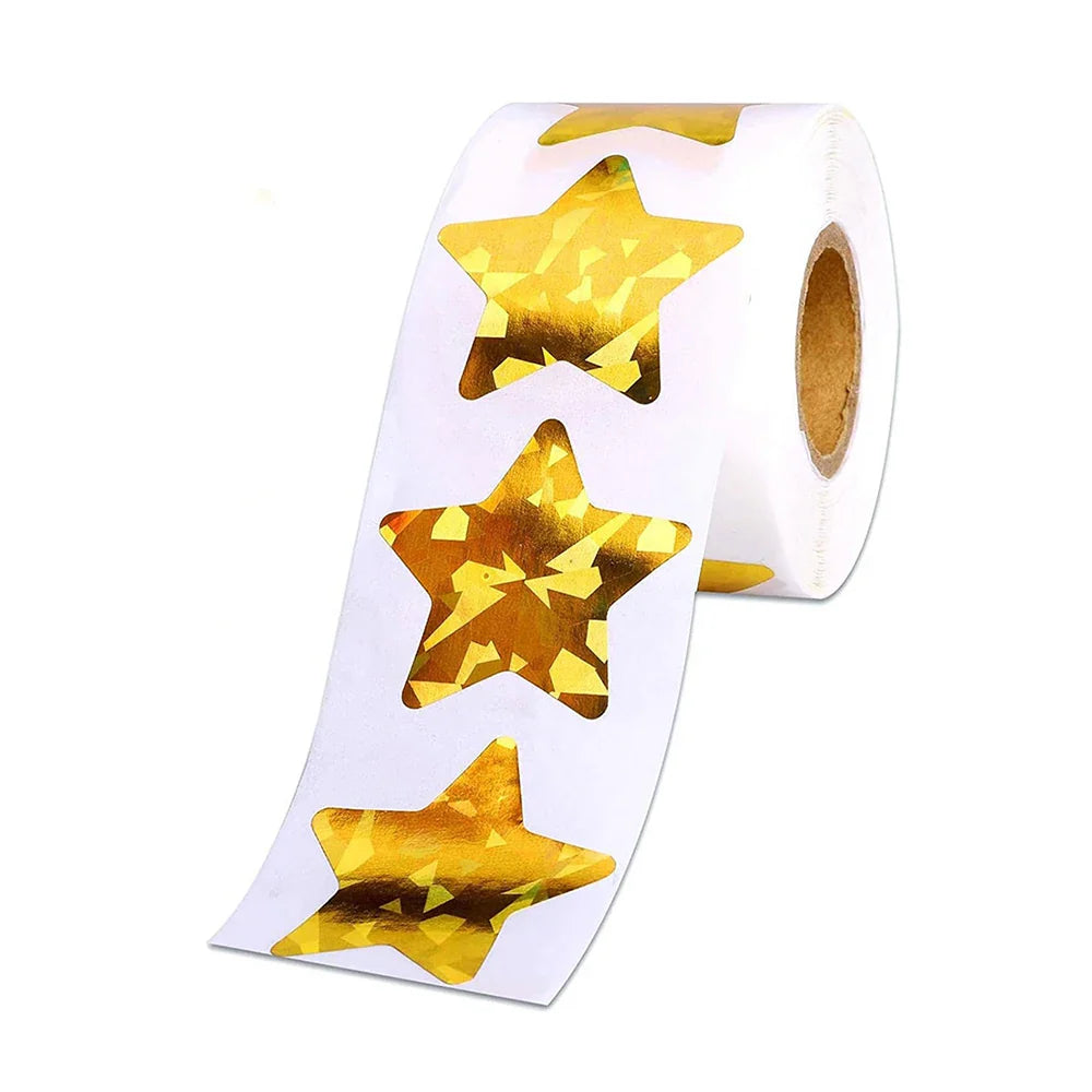 100-500pcs Holographic Star Silvery Stickers For Kids Reward Foil Star Stickers Labels For Wall Crafts Classroom Supplies 1inch (ONLINE ORDER ONLY)