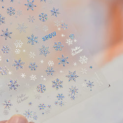 Shiny Snow Delicate Gold Pink Silver White Romantic Winter Self Adhesive Nail Art Stickers Snowflake Rhinestone Manicure Decals (ONLINE ORDER ONLY)