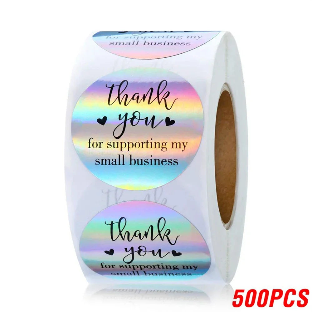 500pcs Rainbow Laser Thank You Stickers 1inch Small Business Stickers  Adhesive Labels for Boutiques Wrapping Supplies (ONLINE ORDER ONLY)
