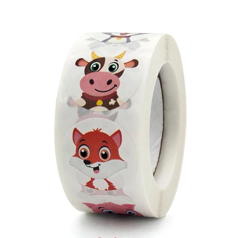 500pcs Round Cartoon Toys Animal stickers for kids Teacher Reward Encourage Sticker Office Stationery for children 1inch (ONLINE ORDER ONLY)
