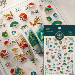 Charming Blue Sparrow Feather Rhinestone Wings Peacock Sparrow Dreamy Jelly Stars Self Adhesive Nail Art Stickers Manicure Decal (ONLINE ORDER ONLY)