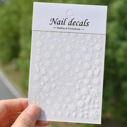 Winter Xmas 3D Nail Sticker Snowflake Flower Winter Decals Nail Stickers Cartoon Bird Santa Penguin Elk Slider New Year Manicure (ONLINE ORDER ONLY)