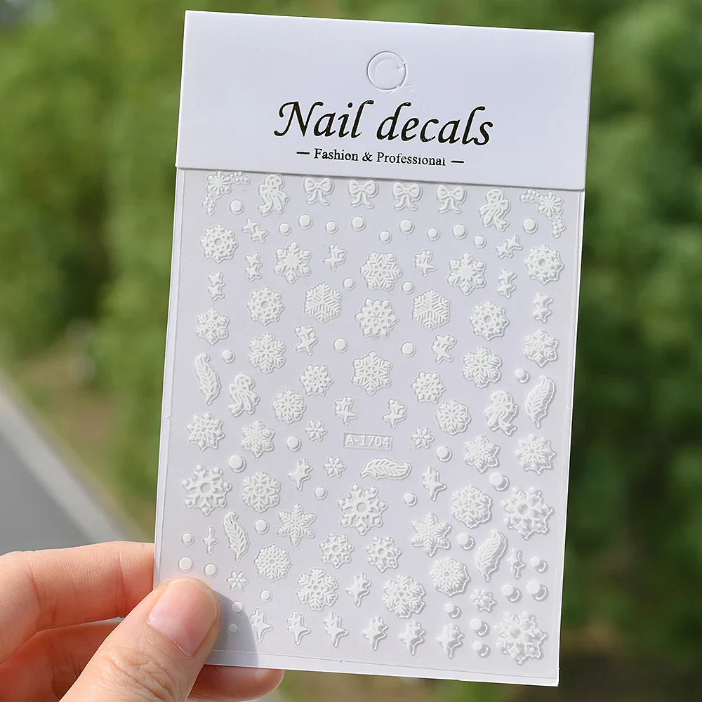 1PCS Laser Gold Snowflake Christmas Tree Nail Sticker 3D Adhesive Nail Decals Nail Art Accessories New Christmas Decoration 2024 (ONLINE ORDER ONLY)