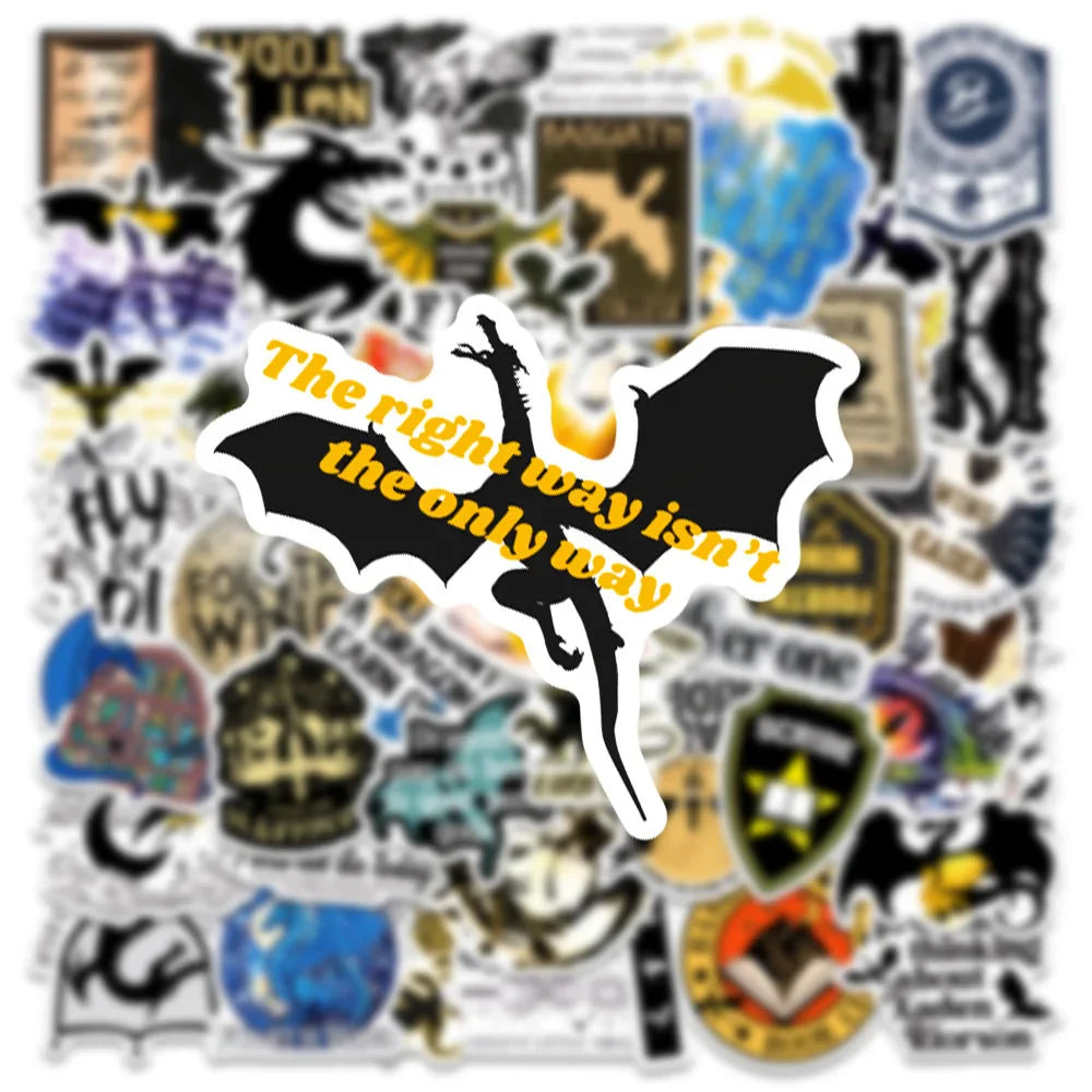 10/30/50pcs Fantasy Fourth Wing Novel Graffiti Stickers Cartoon Decals Laptop Fridge Skateboard Car Phone Waterproof Sticker Toy (Online Order Only)