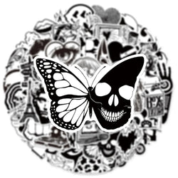 50pcs Graffiti Black and White Art Styling Stickers Laptop Luggage Phone Case Guitar Fridge Car Motorcycle Cool Ins Decals (Online Order Only)