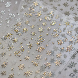 Dressy Embossment Colorful Gradient Snowflakes Laser Silver Christmas Tree Winter Bowknot Santa Nail Art Stickers Manicure Decal (Online Order Only)