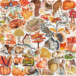 Autumn Forest Stickers: Leaves, Animals, Decals for Scrapbook, Suitcase, Phone, Guitar (ONLINE ORDER ONLY)