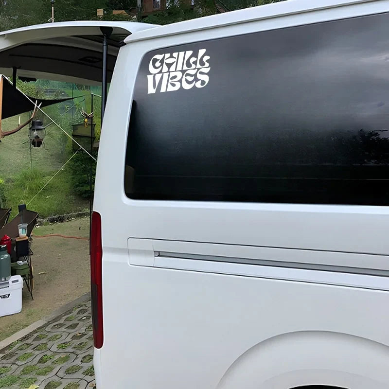“CHILL VIBES"Stickers，Fashion Waterproof Vinyl Decal Car Styling Decoration Accessories， For Car Truck Motorcycle Self-adhesive (ONLINE ORDER ONLY)