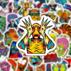 10/50PCS Cool Pop Gothic Witch Horror Skull Stickers Cartoon Decals Stationery Luggage Laptop Motorcycle Graffiti Zombie Sticker (ONLINE ORDER ONLY)