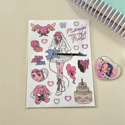 Korean Ins Cute Retro Girl Sticker Planner Scrapbooking DIY Album Decoration Sticker Aesthetic Personalized Kawaii Stationery (ONLINE ORDER ONLY)