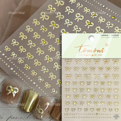Purple Gold Silver Bowknot Cherry Fruit Cute Ribbon Tie Line Delicate 3D Adhesive Nail Art Stickers Manicure Decals Wholesale (Online Order Only)