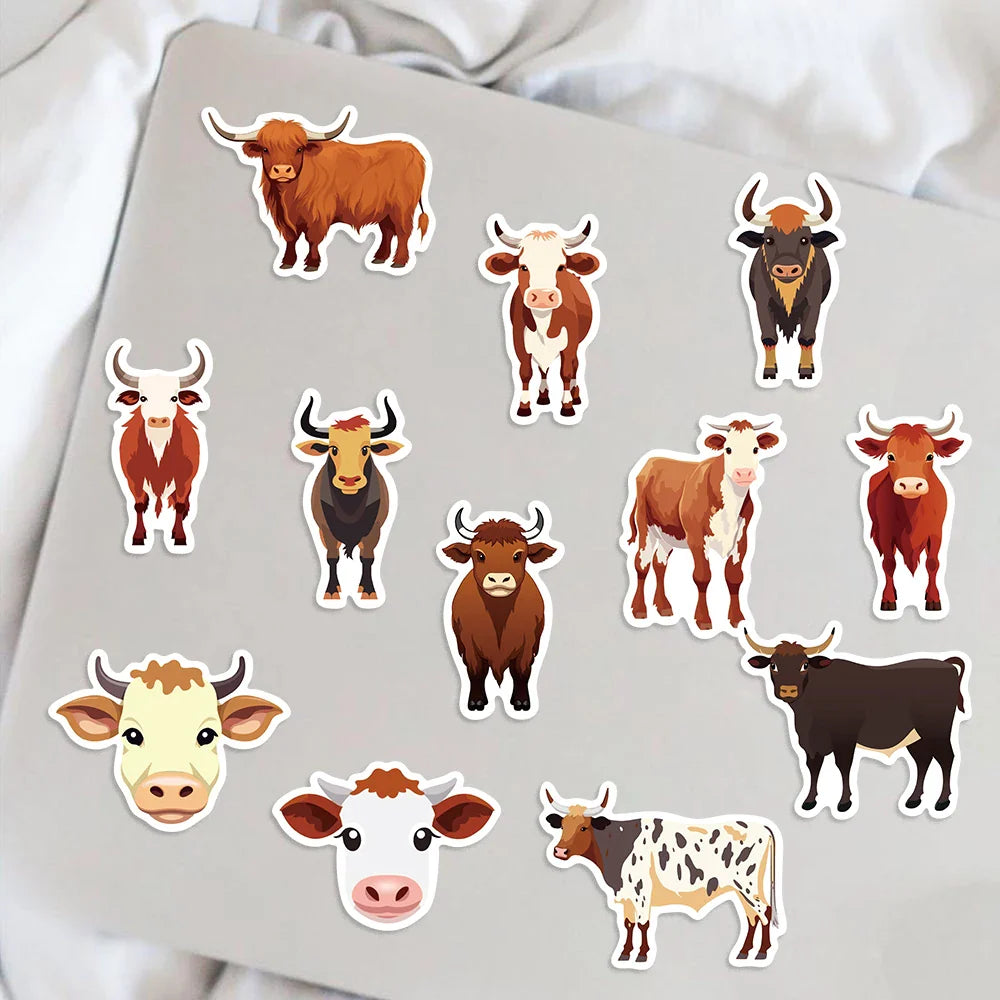 50PCS Cute Cow PVC Sticker Aesthetic DIY Children's Decoration Scrapbooking Korean Stationery School Supplies for Kids (ONLINE ORDER ONLY)