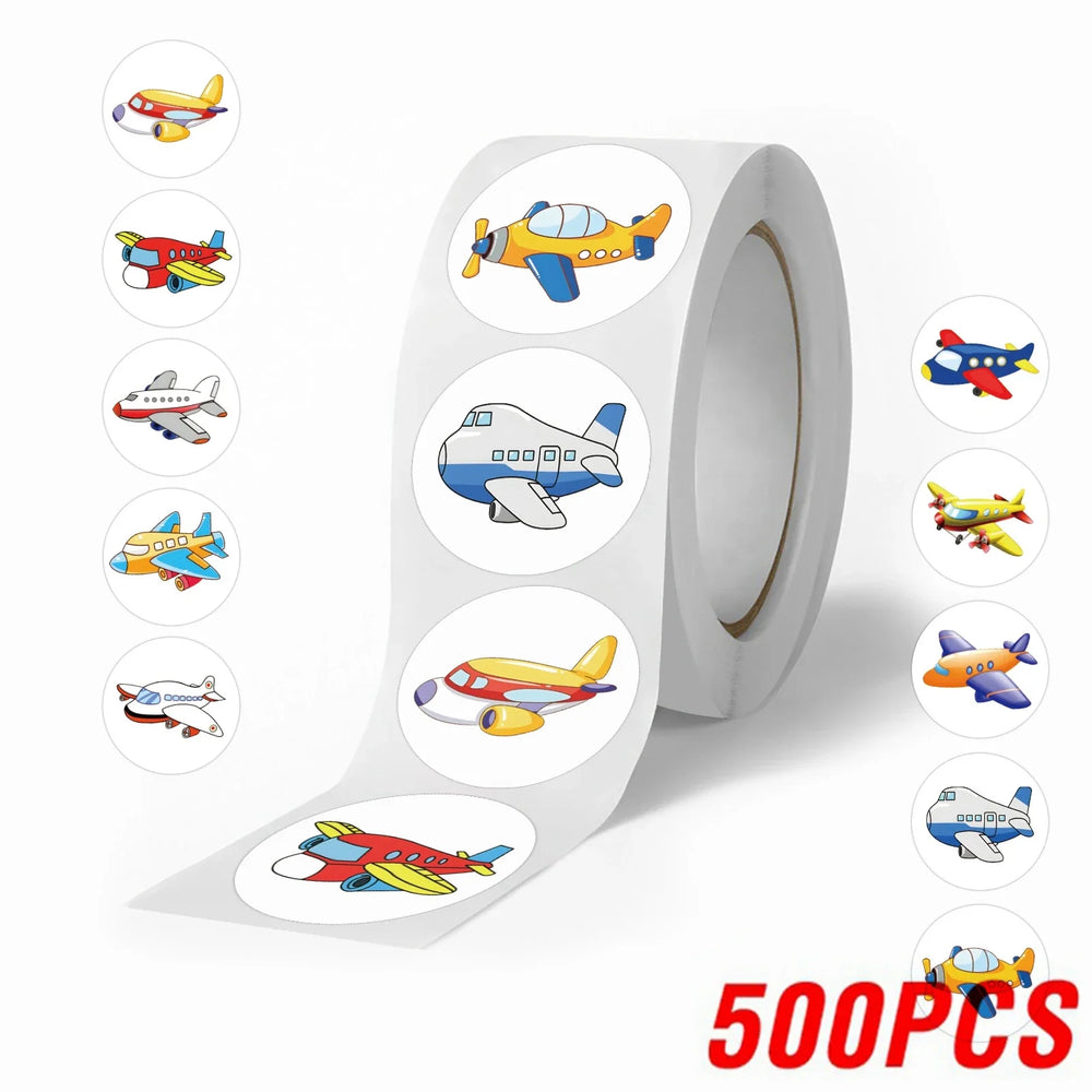 100-500pcs Round Airplane Sticker Kids Birthday Gifts Classroom Teacher Rewards Supplies Airplane Birthday Decorations Sticker (ONLINE ORDER ONLY)