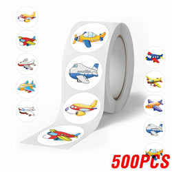 100-500pcs Round Airplane Sticker Kids Birthday Gifts Classroom Teacher Rewards Supplies Airplane Birthday Decorations Sticker (ONLINE ORDER ONLY)