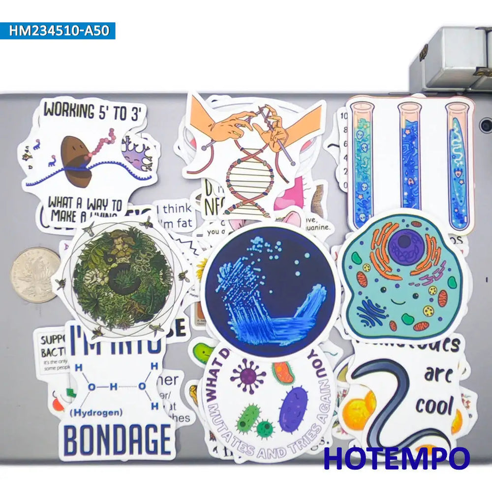 20/30/50Pieces Life Science Style Funny Pattern Biology Stickers for Kids Scrapbook Diary Luggage Car Phone Laptop Sticker Toys (Online Order Only)