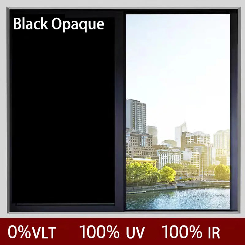 Window Privacy Film Opaque Black Glass Window Film Stickers UV Blocking  Self-Adhesive Blackout 100% Privacy  for Home Office (Online Order Only)