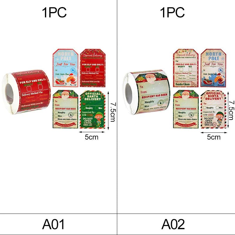 Merry Christmas Gift Tags Santa Claus Labels Sticker Roll (ONLINE ORDER ONLY)