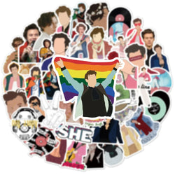 50PCS British Singer Harry Style Graffiti Stickers Luggage Laptop Skateboard Waterproof Decorative Stickers (Online Order Only)