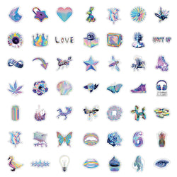 10/30/53pcs VSCO Holographic Laser Cartoon Waterproof Stickers Decoration Stationery Laptop Phone Suitcase Scrapbook Sticker Toy (ONLINE ORDER ONLY)