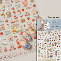 Charming Cherry's Cake Cute Bowknot Pink Blue Bear Flower Bouquet Strawberry Adhesive Nail Art Sticker Rhinestone Manicure Decal (Online Order Only)