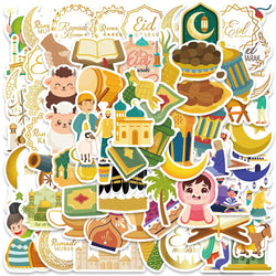 70PCS Eid Mubarak Waterproof Stickers Islamic Party Decor Gift Labels (Online Order Only)