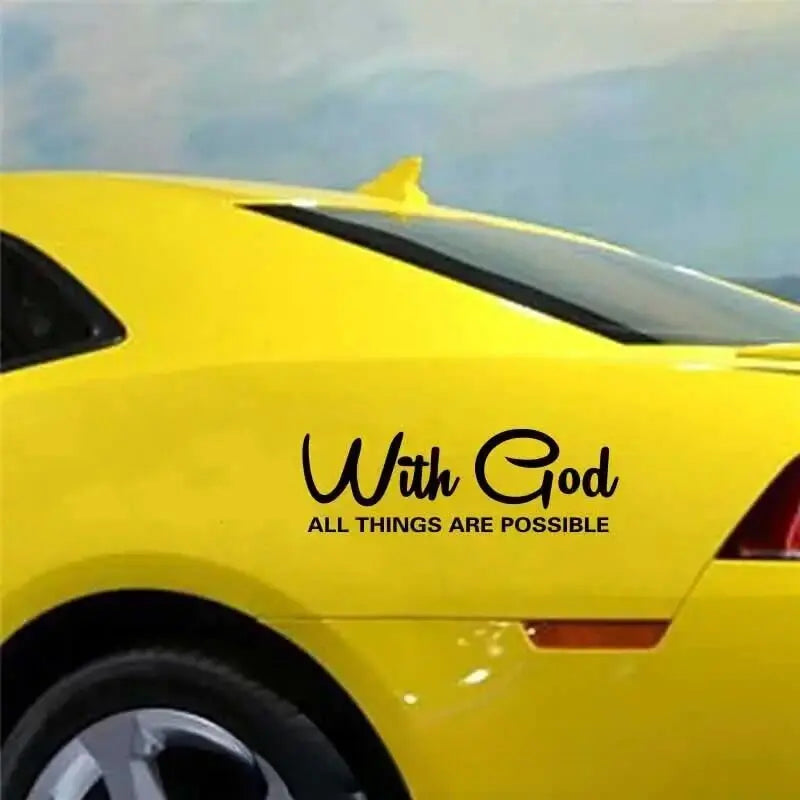 "WITH GOD ALL THINGS ARE POSSIBLE" Car Sticker, Car Styling Decal Classic Christian Automotive Racing Trucks Laptop Decoration (ONLINE ORDER ONLY)