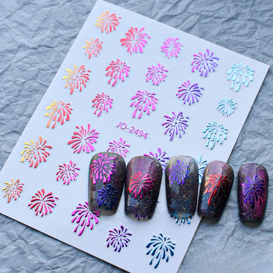 Shiny Laser Constellation Totem Pink Blue Gold Silver Shell Starfish Moon Star 3D Self Adhesive Nail Art Sticker Manicure Decals (ONLINE ORDER ONLY)