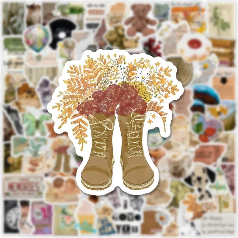 10/30/50/100PCS Art Life Cartoon Sticker Aesthetic PVC Decoration Children's Stationery Scrapbooking School Supplies for Kids (ONLINE ORDER ONLY)