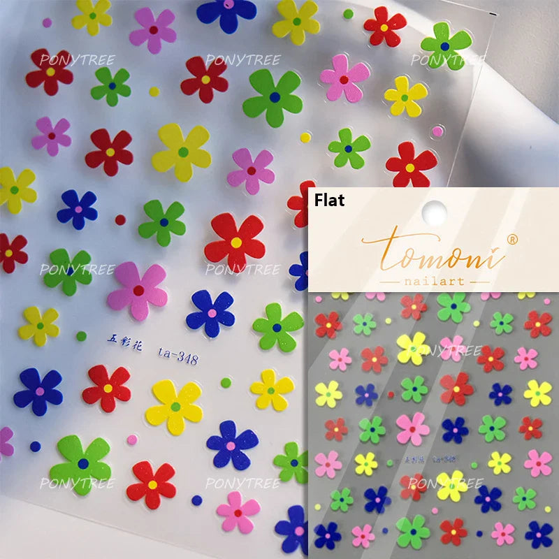 Embossed Flower Pink Butterfly Lucky Peach Blossom Chic Spring Petal 5D Soft Relief Adhesive Nail Art Stickers Manicure Decals (Online Order Only)