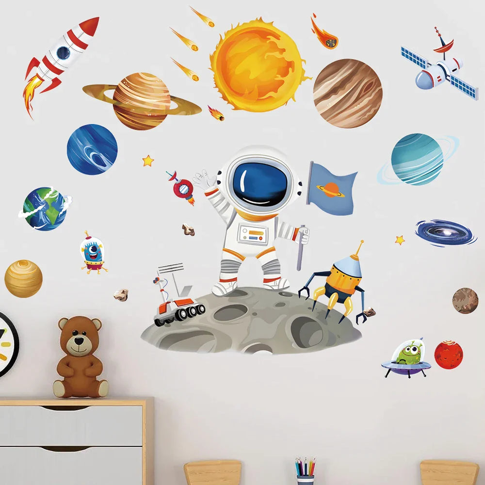 3D Astronauts Wall Sticker Kids Room Decor Mural Art Poster (Online Order Only)