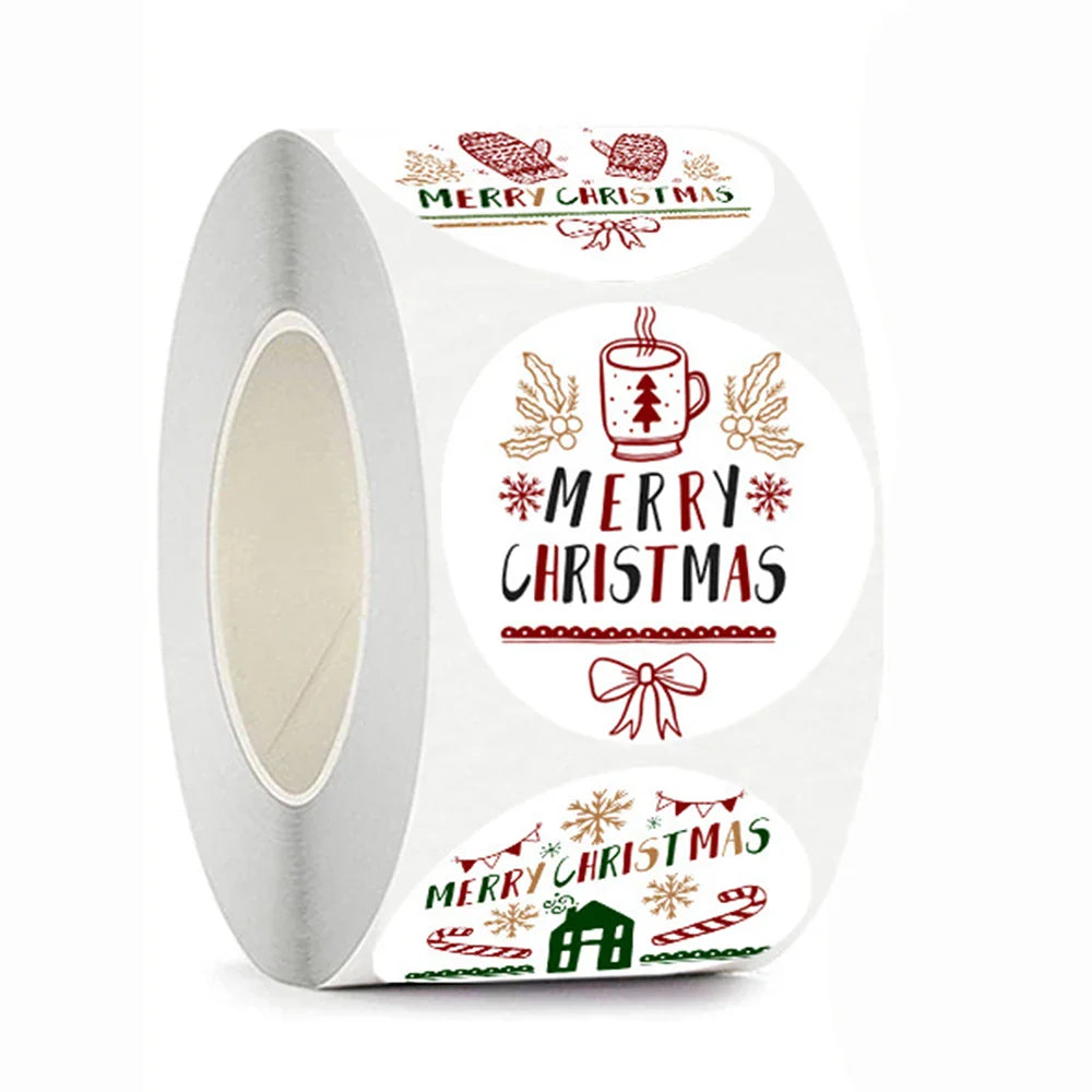 100-500pcs Merry Christmas Sticker Holiday Party New Year Decoration Gift Box Seal Sticker Baking Label Packaging Sticker (ONLINE ORDER ONLY)