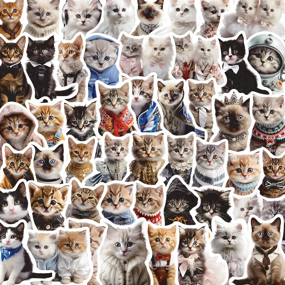 Cute Animal Cat Meme Stickers Decals for Skateboard Laptop Luggage Phone Car Bike Waterproof (Online Order Only)