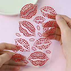 1PC Sexy Red Lips Rhinestone Iron-On Patches Waterproof Body Art Temporary Tattoo for Men Women Long Lasting Neck Funny Couple * (ONLINE ORDER ONLY)