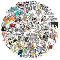 Creative Skull Flower Cartoon Stickers - Waterproof Decals for Luggage, Fridge, Laptop (10/30/50PCS) (Online Order Only)