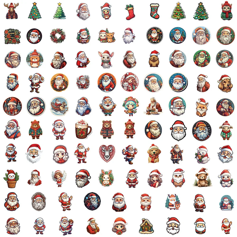 10/30/50/100pcs Kawaii Retro Christmas Stickers Decals Laptop Skateboard Phone Suitcase Fridge Decoration Sticker for Kids Toys (ONLINE ORDER ONLY)