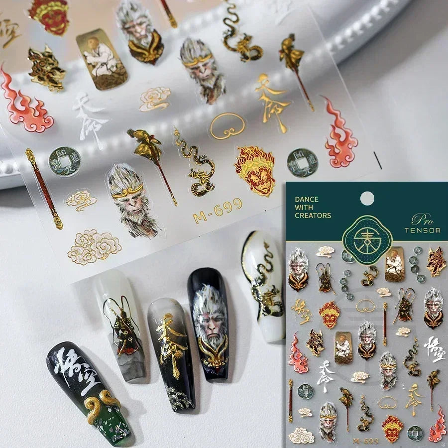 Dark Sword Coiled Snake Cross Butterfly Wing Starburst Starlight Gothic Reptile Animals Nail Art Sticker Festival Manicure Decal (ONLINE ORDER ONLY)