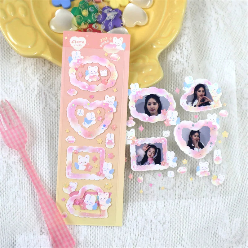 1pcs Cute Rabbit Laser Stickers Art Decorative Material Label Hand Account DIY Album Scrapbooking Sticker Kawaii Stationery (Online Order Only)