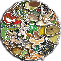 50pcs Funny Cartoon Reptile Stickers For Luggage Laptop Guitar Phone Skateboard Waterproof Graffiti Vinyl Bicycle Car Decals (ONLINE ORDER ONLY)